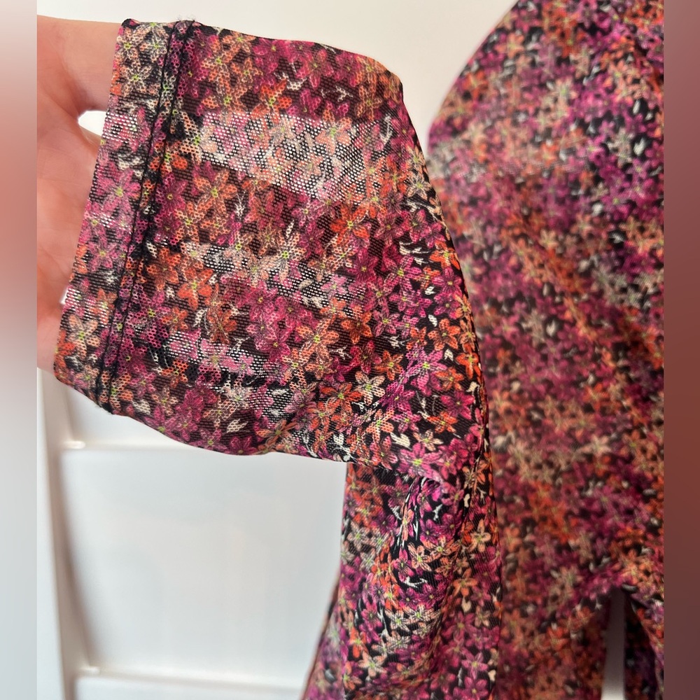 AFRM x Nordstrom Ditsy Floral Sweetheart Long Sleeve Crop Top - Picture 6 of 8